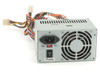 Power Man HP-A1463F5 100W ATX power supply — front and side view showing IEC inlet, power switch, cooling fan, and multi-color output harness
