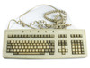 Honeywell Bull 115ST13-11E-1-J AT terminal keyboard front view with coiled 5-pin DIN cable