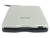 Toshiba PA3043U-1FDD external USB floppy drive – front and top view showing silver casing and floppy slot