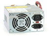 AST API-8069F 230128-004 power supply front panel showing dual IEC AC input connectors, fan grille, and voltage selector switch