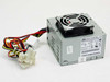 Astec ATX145-3485 145W ATX power supply – front-left three-quarter view showing housing, fan, and full connector harness