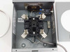 Circle A-W Meter Socket interior open view showing terminal block jaw contacts wiring and 75°C conductor label
