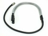 Fiber optic microscope light source flex cable, full view showing single rubber input end and split dual gooseneck output arms, 44 inches total
