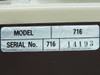 3M 716 Wrist Strap Tester — close-up of model and serial number label reading Model 716, Serial No. 716 14193
