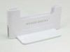 Henge Docks HD01VB15MBP white vertical docking station – front view showing Henge Docks logo and base