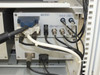 Internal rack wiring panel — labeled H156, CH0/CH1 BNC connectors, TRIG, RF, LOCK connections, D-sub connector, H056 module below, multiple signal cables