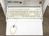 Suntek EPS rack slide-out keyboard tray fully extended — full-size dual-language keyboard and PS/2 mouse