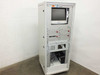 Suntek EPS Series DVD Digital Error Tester full system front view — tall white rack cabinet on casters with BenQ monitor, four EPS test modules, and keyboard tray
