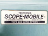 Tektronix Scope-Mobile Type 203 With Option 1 nameplate label reading U.S. Patent D-192,792 Made in U.S.A.