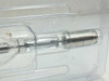 HSA-2002 anode end close-up showing metal collar with engraved markings and quartz arc tube detail