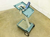 Tektronix Scope-Mobile Type 200 lab cart – front-right 3/4 view showing upper tray platform with mounting holes, cradle tilt mechanism, and all four wheels