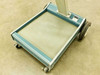 Tektronix Scope-Mobile Type 200 – low-angle view of lower base shelf with all four wheels visible and Tektronix label on side rail