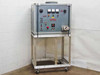 Lepel T-5-3-KC-JB-W RF Generator front panel view with controls and meters mounted on rolling stainless steel cart