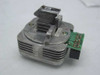 Alps P2000G printhead side-angle view showing ribbed aluminum body, ribbon guide slot on top, green PCB connector pins, and part label 716N1260 on side