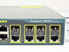 Close-up of right front section showing ports 19–24 dual-purpose uplink bays with SFP cages and RJ-45 ports, Catalyst 2960G Series label