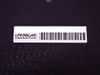 Close-up of Uni-Solar United Solar Ovonic label and barcode on the back surface of the PVL-128 solar panel