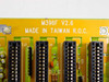 Forcom Technologies M396F V2.6 motherboard close-up of PCB edge label reading 'M396F V2.6 MADE IN TAIWAN R.O.C.' with ISA slot connectors below