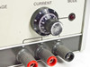 HP 6114A Precision Power Supply — close-up of current control knob, Mode indicator lamp, and front output banana jacks with ±300V max marking