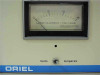 Oriel 68735 – close-up of analog Lamp Current/Voltage meter (0–15 scale) with Volts/Amperes selector switch; Oriel Corporation, Stamford CT label visible