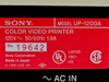 Sony UP-1200A rating label — Model UP-1200A, Color Video Printer, 120V 50/60Hz 1.8A, Made in Japan, UL/CSA listed