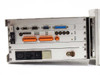 AECO CDIS-C DVD5 Mini 1.5 rear panel view showing CPU, VPE, and IOBL card slots with DB-9, DB-15, DB-25 connectors, orange terminal blocks, IEC power inlet, and fuse holder
