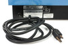 Precision Scientific 184 water bath – rear base close-up showing UL listing label, GCA/Precision Scientific Group nameplate, San Diego Community College District asset tag, and 18 AWG 3-conductor power cord with standard NEMA 5-15P plug