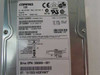Compaq 336366-001 hard drive – rear label showing model number, lot number, firmware version, SCSI connector diagram, and Singapore manufacture