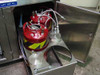FSI 2134N chemical cabinet open showing pressurized red chemical safety canisters with fittings and tubing manifold — labeled Lift Off #1