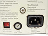 HP 7958A rear power section showing VOLTAGE SELECTOR switch, FUSE holder, and IEC AC LINE inlet with rust on surrounding hardware