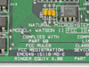 Natural Microsystems Watson II close-up of board label showing model name, FCC Registration EMC54S-15118-MD-E, Part 68 compliance, and Ringer Equiv 0.8B
