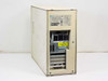 Sun Microsystems 386i/150 tower rear panel showing rating label, power inlets, DB-25 and DB-15 connectors