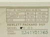 HP 9121D rear label showing model D designation, serial number 2341Y01765, and power ratings: 67W max, 86-125V / 195-250V AC, 48-66 Hz