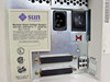 Sun Microsystems external enclosure rear panel close-up showing voltage label 100-240V 50-60Hz, two DB50 SCSI connectors for daisy-chaining, power switch, and UL/CSA/TÜV GS certification marks