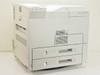 HP LaserJet 8150DN front-right three-quarter view showing output tray and two paper drawers