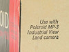Original Polaroid MP-3 box side panel reading 'Use with Polaroid MP-3 Industrial View Land Camera'