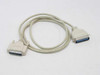 Parallel printer cable DB25 male to Centronics 36 male full length view on white background