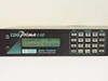 CDQ Prima 110 front panel close-up showing LCD display reading cdqPRIMA Common Encoder, alphanumeric keypad with LCD, KEYPAD, and DIAL sections