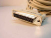 DB25 female connector end of RJ45 to DB25 serial console cable — close-up of 25-pin port and strain relief