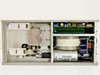 IT Delta D51A tape deck — side interior view showing tape transport mechanism, Regdon motor (477-0025-002 Rev F), Polytronik transformer, and main control PCB with ribbon cable connector