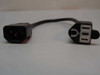 Full view of short IEC C14 male to NEMA 5-15R female power adapter cable showing both ends and cable body
