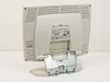 ViewSonic VG150 rear view showing beige plastic housing, tilt-adjust metal stand bracket, and rating label — small plastic piece missing on back housing visible