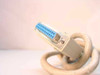 Angled close-up of DB25 female connector showing 25-pin blue insert and cable body