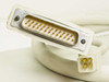 Close-up of DB25 SCSI connector and 4-pin power connector on the attached cable