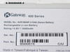 Gateway 400 Series battery label close-up showing model 4UR18650F-2-OA6, 14.8V 4200mAh rating, part no. 6500674, Made in Taiwan