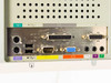 Packard Bell 820 rear I/O panel close-up showing dual PS/2 ports, two USB ports, DB25 parallel port, second DB25, DB9 serial, VGA, and audio jacks with color-coded labels