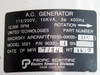 Pacific Scientific 5521 10KVA AC Generator 3ph 400Hz 12000 RPM - Sikorsky