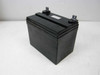 Panasonic LC-LA1233P 12V 33Ah VRLA battery – three-quarter front-left view showing black plastic case and dual bolt terminals on top