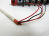 Thermco 4104 thermal probe tip close-up – ceramic probe end with red heat-shrink wrap and three lead wires (red, black, and black) fanning out toward terminal block