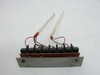 Thermco 4104 furnace thermal probe assembly – two ceramic probes with red and black wires inserted into a multi-terminal screw wiring block on aluminum bracket, front view