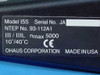 Ohaus I5S indicator rating label showing Model I5S, NTEP No. 93-112A1, Class III/IIIL, nmax 5000, 10°/40°C, Made in USA